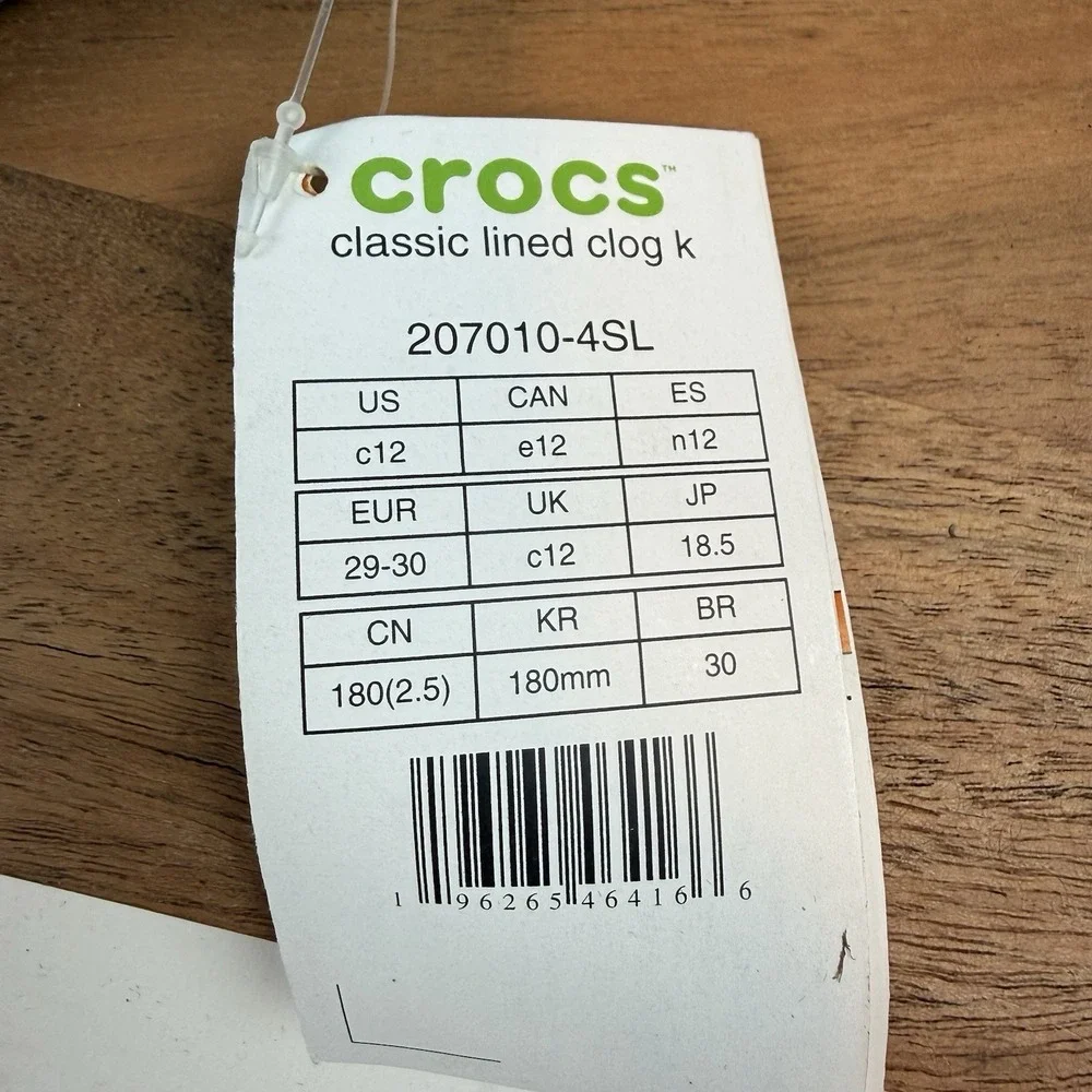 New Little Kids Crocs Classic Lined Fleece Aqua Clogs Shoes Sandals‎ Size 12 C
